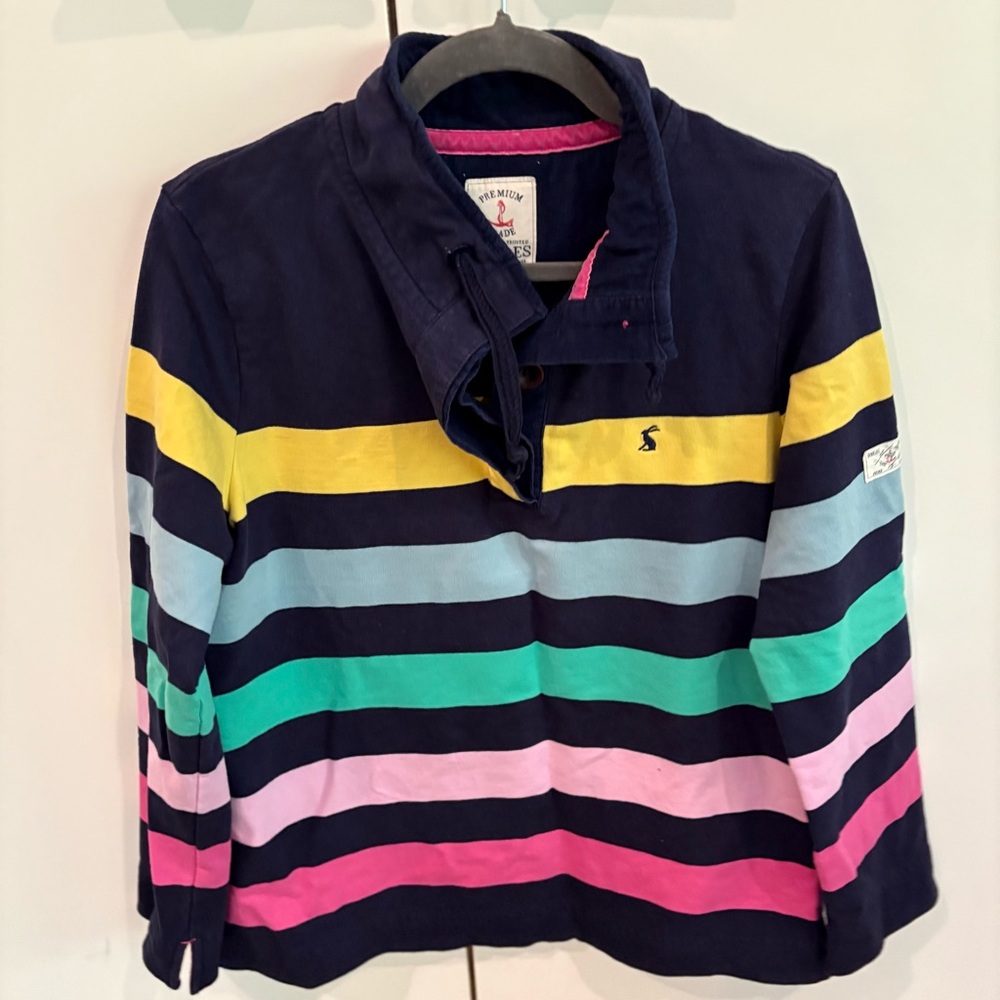 Joules Navy Multicolor Striped Sweatshirt henley top